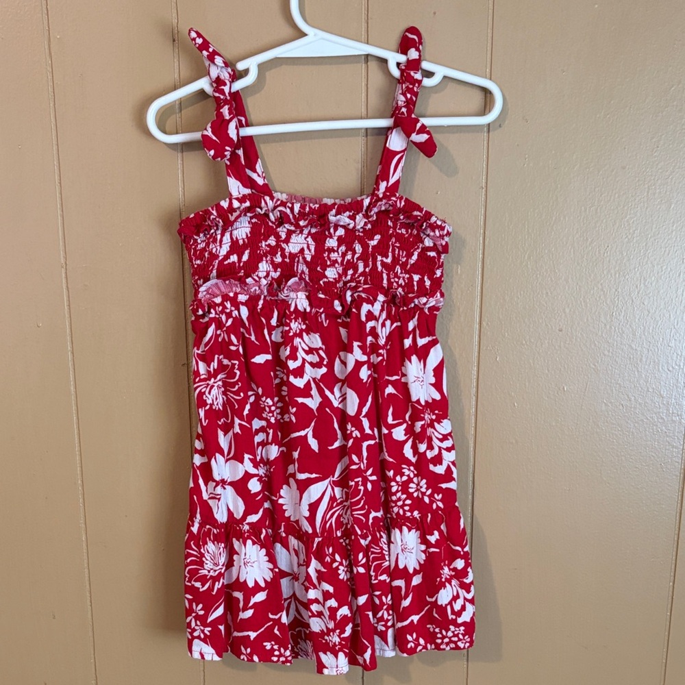Old Navy Red and White Floral Tie-Shoulder Sundress - Girls